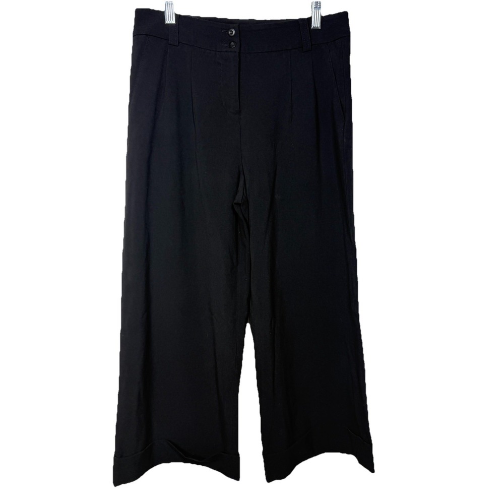 Coldwater Creek Black Wide Leg Cropped Culotte Pants Womens 8 Career Minimalist